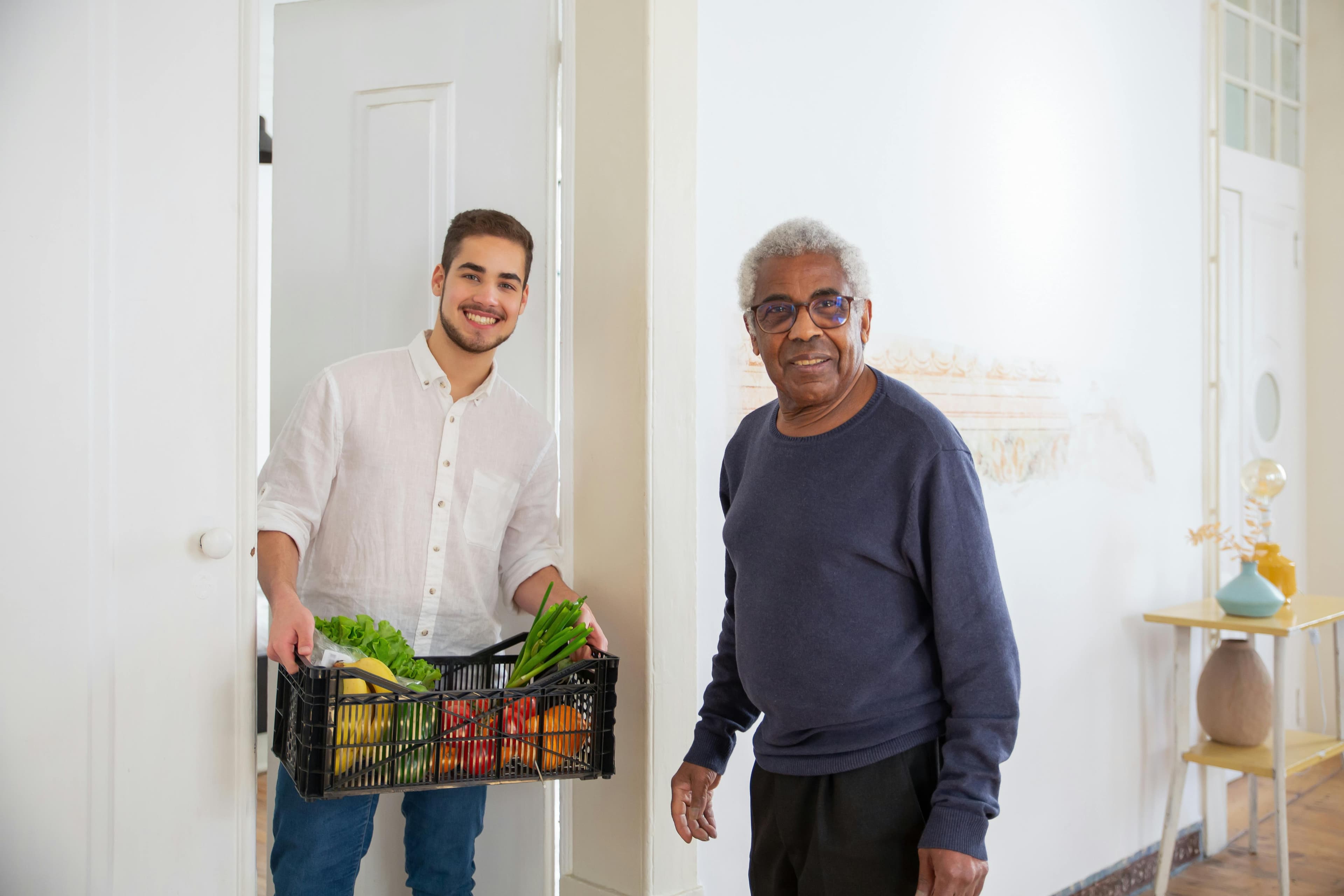 Caregiver helping senior
